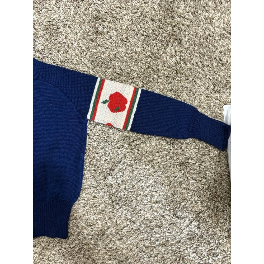 Vintage 80s 90s Kid's Hot Gear Blue Apple Sweater Size XS 5/6 Wool Blend